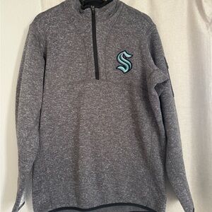 Seattle Kraken Antigua Fortune Quarter-Zip Pullover Jacket - Heather Charcoal